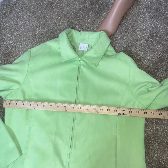 Ep Pro Women’s Golf Jacket lime green faux suede full zip collared SZ L - Picture 5 of 11